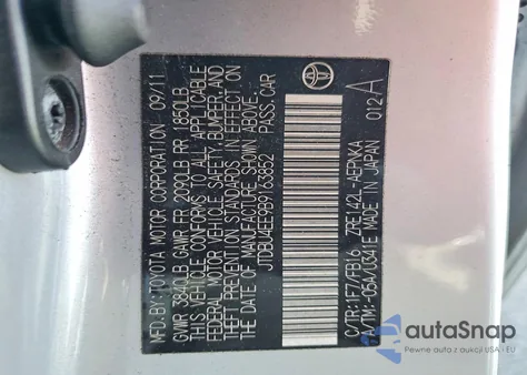 2011 Toyota Corolla Le from USA, damaged, VIN JTDBU4EE9B9163852